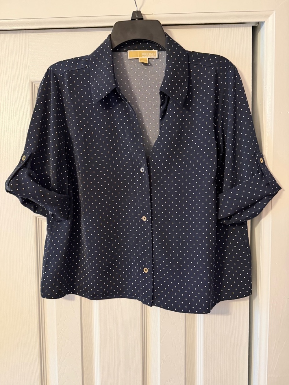 Michael Kors Navy Polka Dot Button-Down Shirt